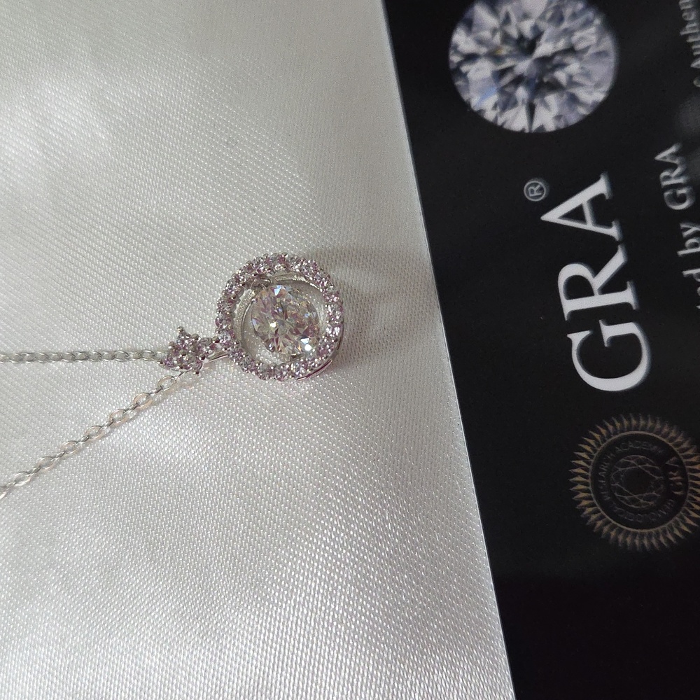 1 ct Round Cut Moissanite Rotating 925 Silver Necklace